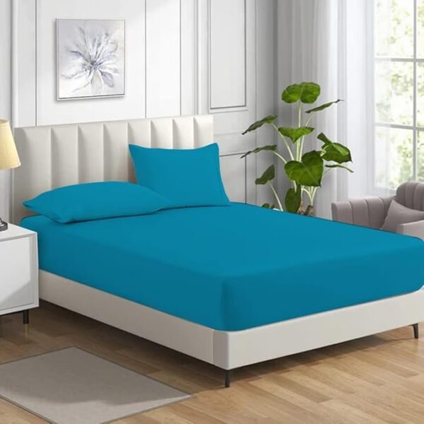 Night Zone Fitted Bed Sheet Non Iron Polycotton Soft Easy Care Percale 25cm Deep Pocket Fitted Sheet (King, Teal)