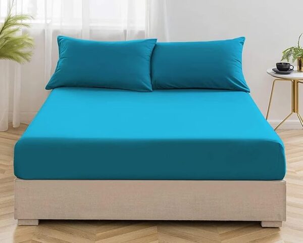 Night Zone Fitted Bed Sheet Non Iron Polycotton Soft Easy Care Percale 25cm Deep Pocket Fitted Sheet (King, Teal)