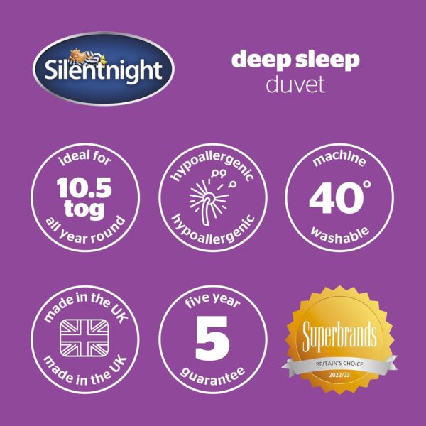 Silentnight Deep Sleep Duvet 10.5 Tog - All Year Round Soft Fluffy Comfortable Duvet - Hypoallergenic Machine Washable - Single, White, 444729GE